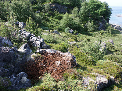 Mit S-Draht verf�lltes Einmannloch